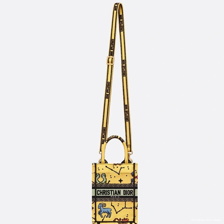 Cheap Yellow Tote Zodiac Motif Book Dior Canvas Pixel Miniature 0808 Luxury